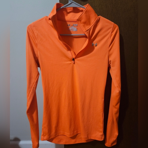 Under Armour Orange Long Sleeve Heatgear Quarter Zip Top Size XS - Picture 5 of 7